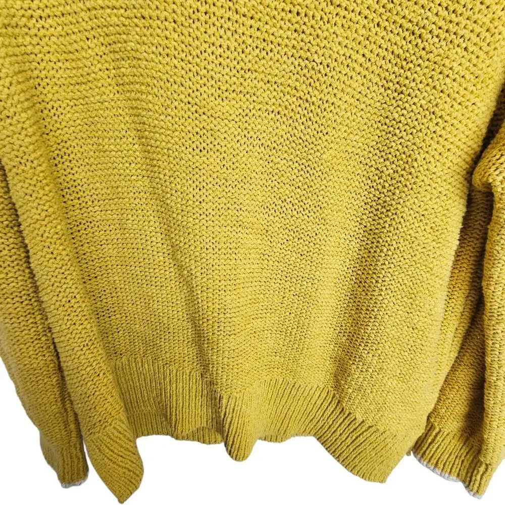 J. Crew Women Open Knit Crewneck Sweater Size L Mustard Coastal Grandma Preppy